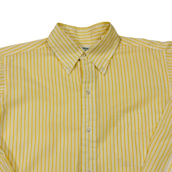 Vtg Brooks Brothers Dress Shirt Mens Sz 16 Yellow Striped Button Long Sleeve 80s - Picture 1 of 8